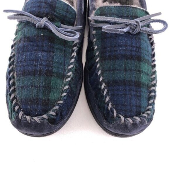 L.L. Bean Wicked Good Plaid Flannel Moccasin Slippers 10M main image 4